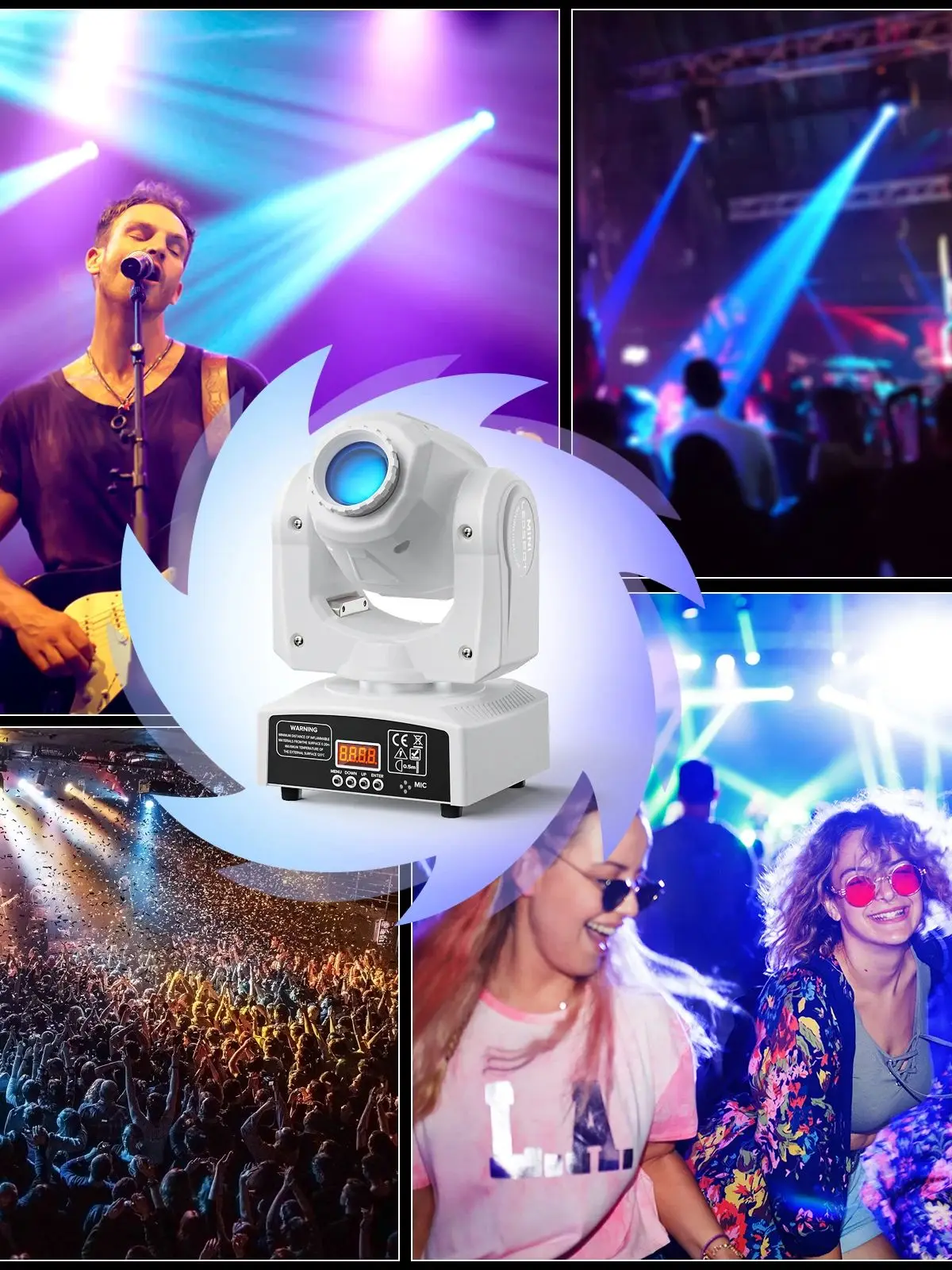 U'King 60 W LED Moving Head Licht Weiß 4IN1 RGBW LED 7 Gobos Strahl Bühne Licht DMX512 Fernbedienung für DJ Disco Show Party