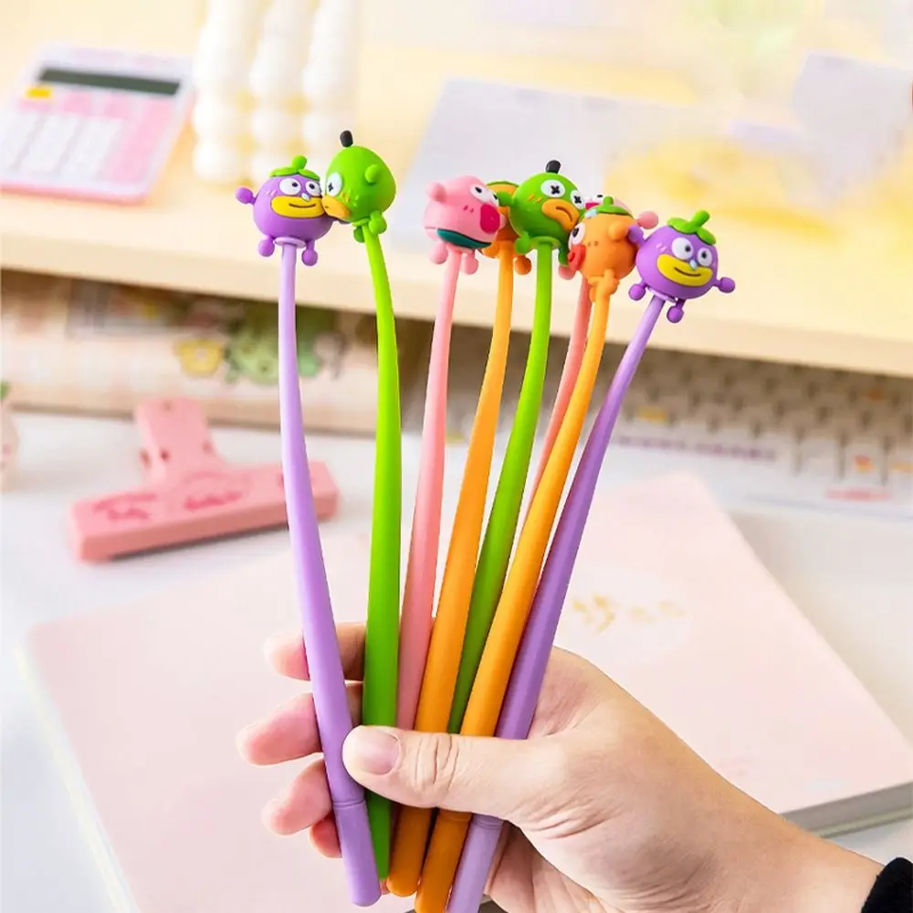 5 Pcs Portable Cute Cartoon Neuter Pen Creative Soft Signature Pen Silicone Durable Shake Pen Writing