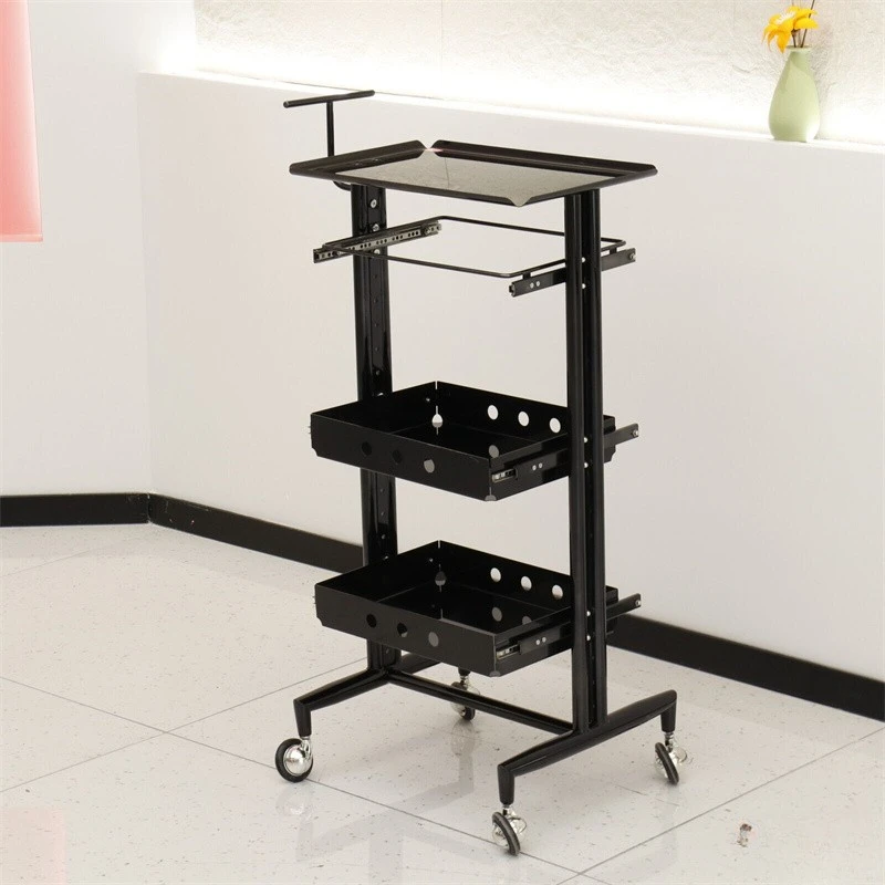 Foldable Trolley Cart Hair Black Aesthetics Salon Station Hairdresser Beauty Wheels Gold Eyelash Pink Furniture Drawer Drawers