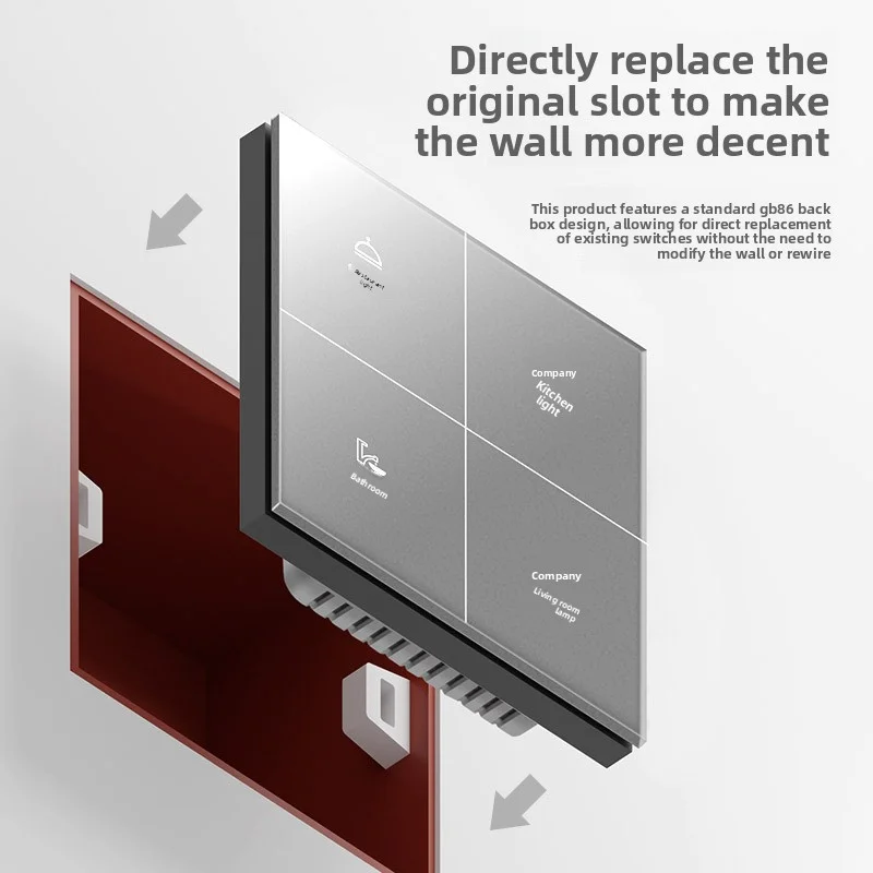 الكتابة على الجدران زيجبي 86 نوع زر ذكي التبديل واحد صفر النار الزجاج لوحة التطبيق التحكم الصوتي المنزل الذكي مع ضوء المؤشر الليلي #5