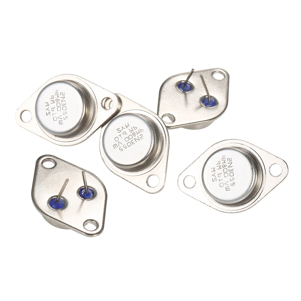 5 transistores de potencia 2N3055, componentes electrónicos, módulo de sensor de componentes activos, transistores de potencia de 60V 15A