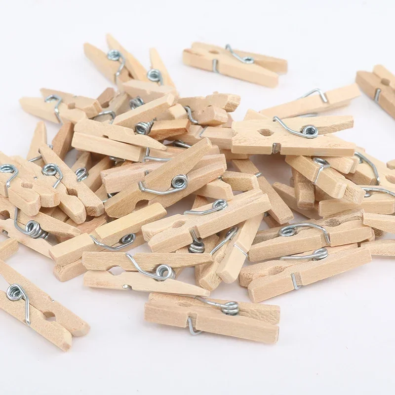 50/100 Pcs Mini Clip in legno naturale Clip per foto fai da te festa di nozze Clip in legno Organisatoren gadget Pour La Maison pioli