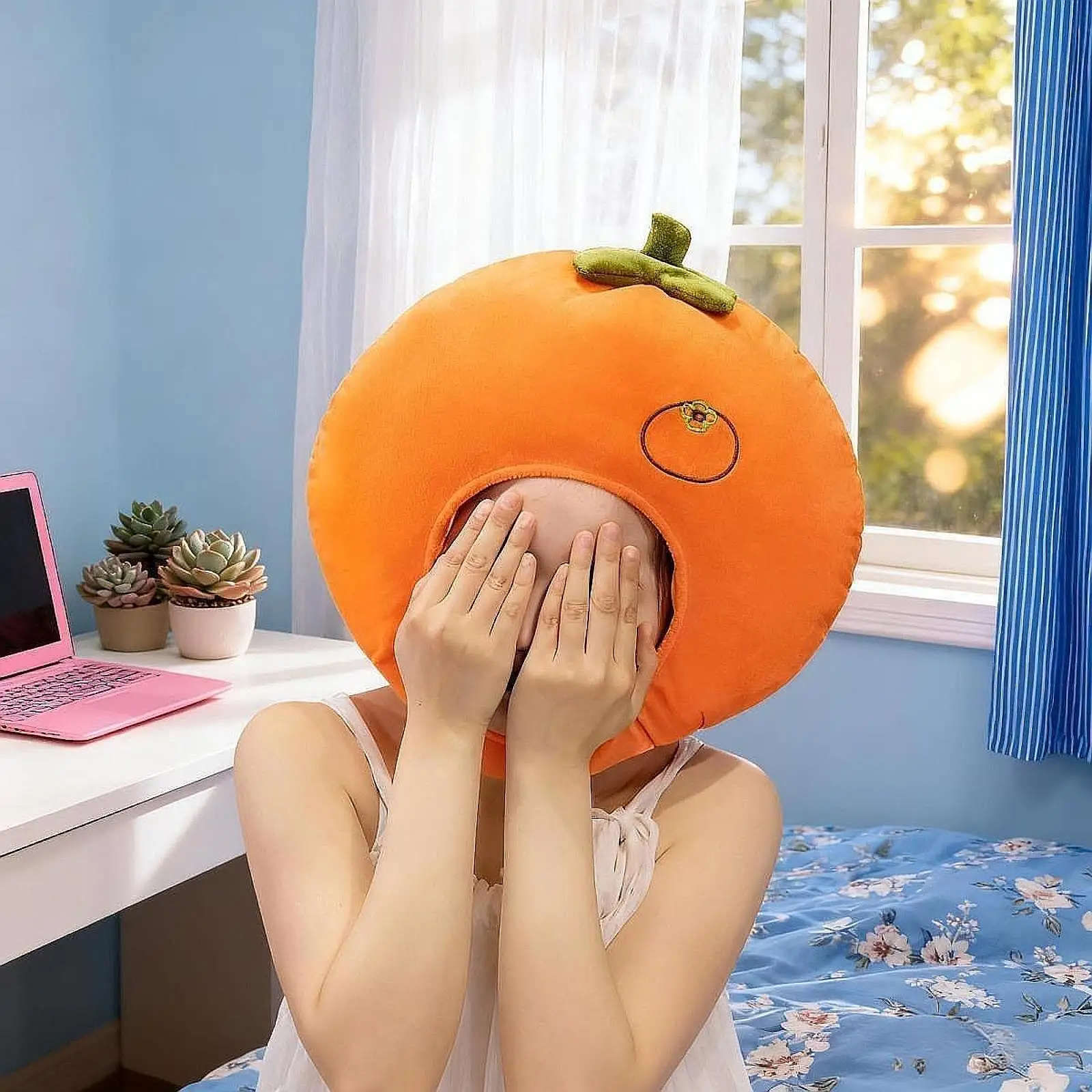 Persimmon Plush Hat Cartoon Headwear for Holiday Party Birthday Halloween Winter