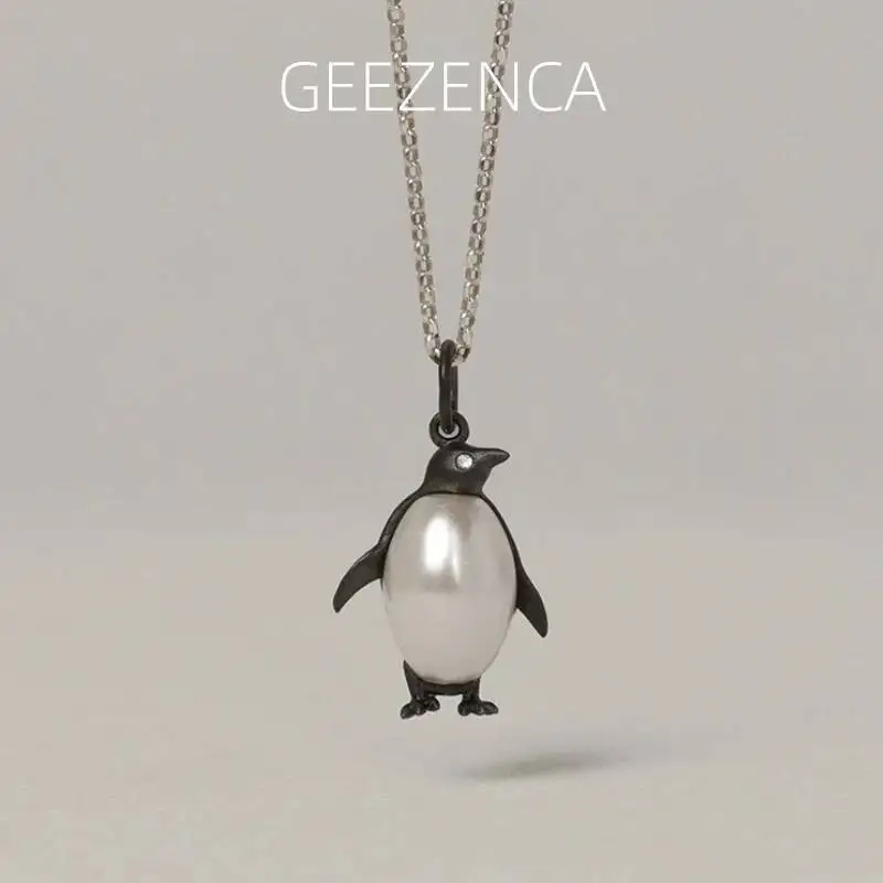 

Кулон GEEZENCA из стерлингового серебра 925 пробы, 3D-изображение пингвина императорского, для женщин, милый, уникальный, изящный подарок, без цепочки