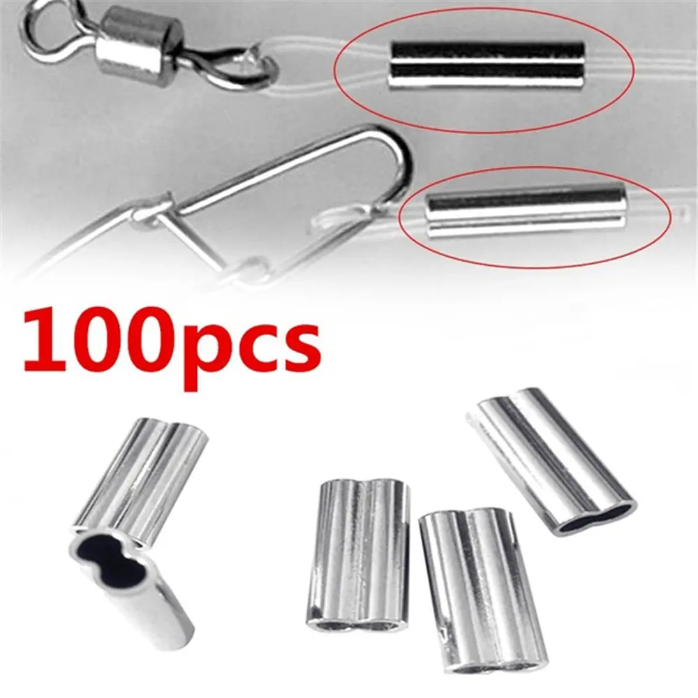 

100pcs Copper Pipe Fishing Wire Double Tube Fishing Tackles Crimping Sleeves Line Crimping