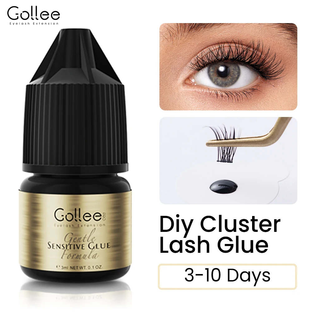 

Gollee DIY False Lashes Glue 3ml Lash Extension Glue Waterproof 3-4s Fast Dry Home Use makeup 7-10 days False Eyelashes Adhesive