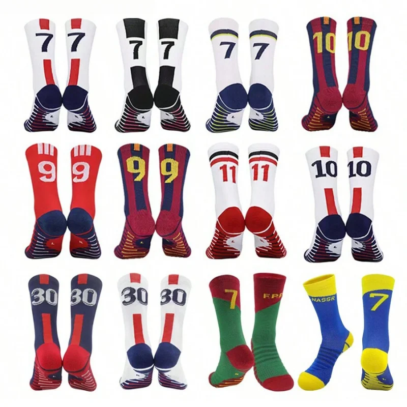

Football Socks，Athletic socks，Digital Number Design，Thickened Men's Non-Slip Socks，Casual Team Training Sports Socks