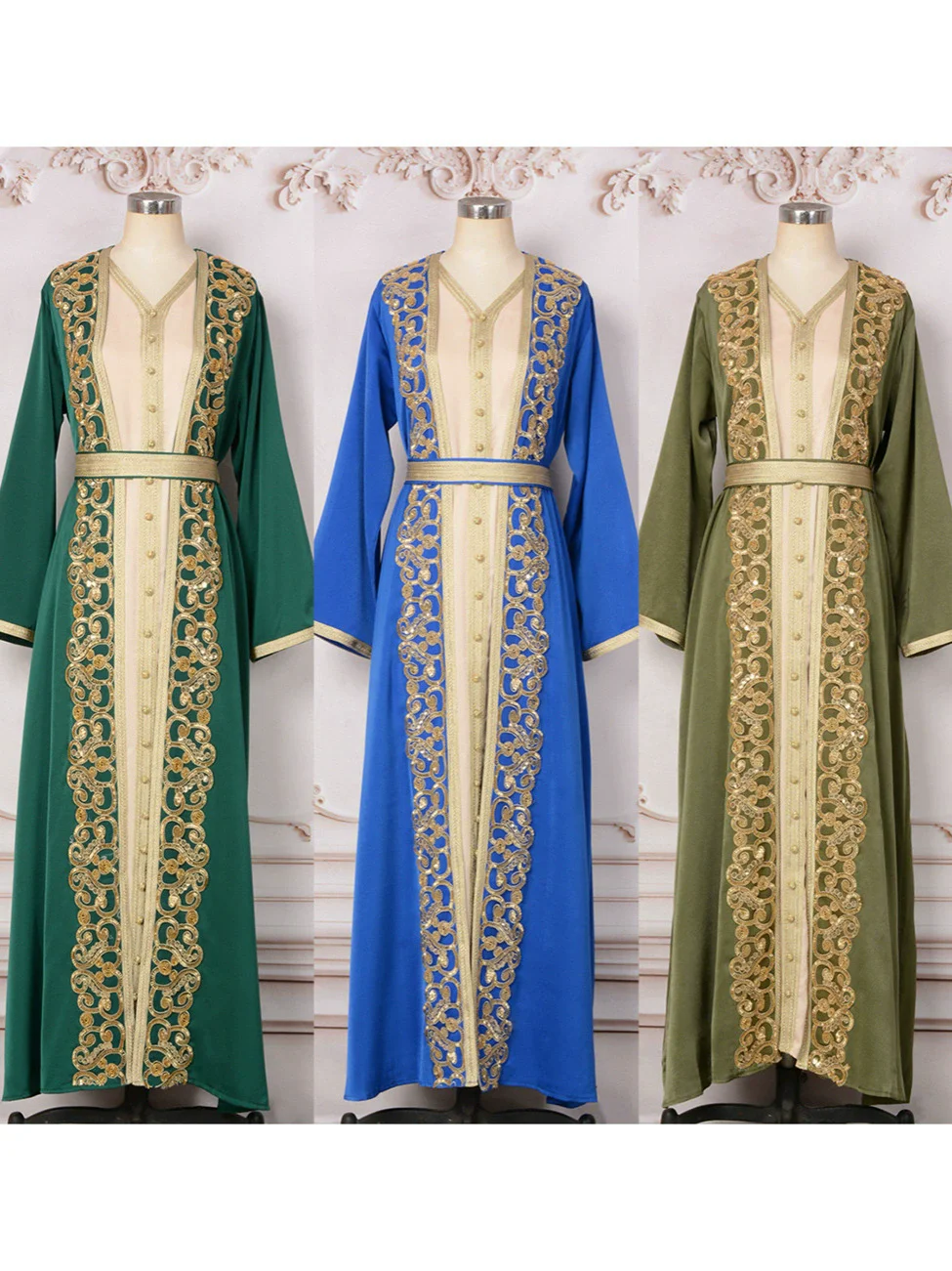 

Middle Eastern fashion heavy industry nail bead inlaid diamond Muslim robe women's long skirt elegant evening dress dress