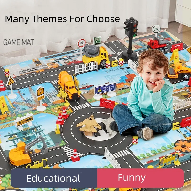 Baby Playmat Waterproof Outside Kids Carpet Teaching Route Map City Town Educational Kids Toys Cartoon Babies Playmat Game