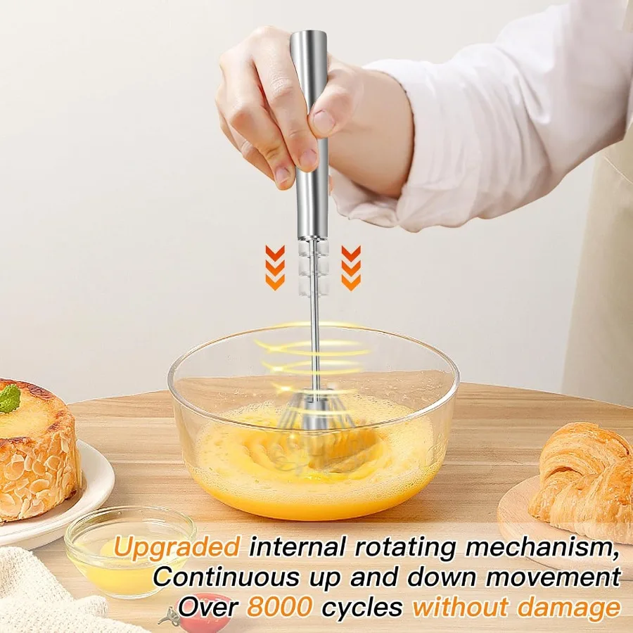 Handmixer, Schneebesen, halbautomatischer Schneebesen aus Edelstahl zum Spinnen von Eiern, Schlagsahne, einfache Schneebesen zum Kochen und Rühren