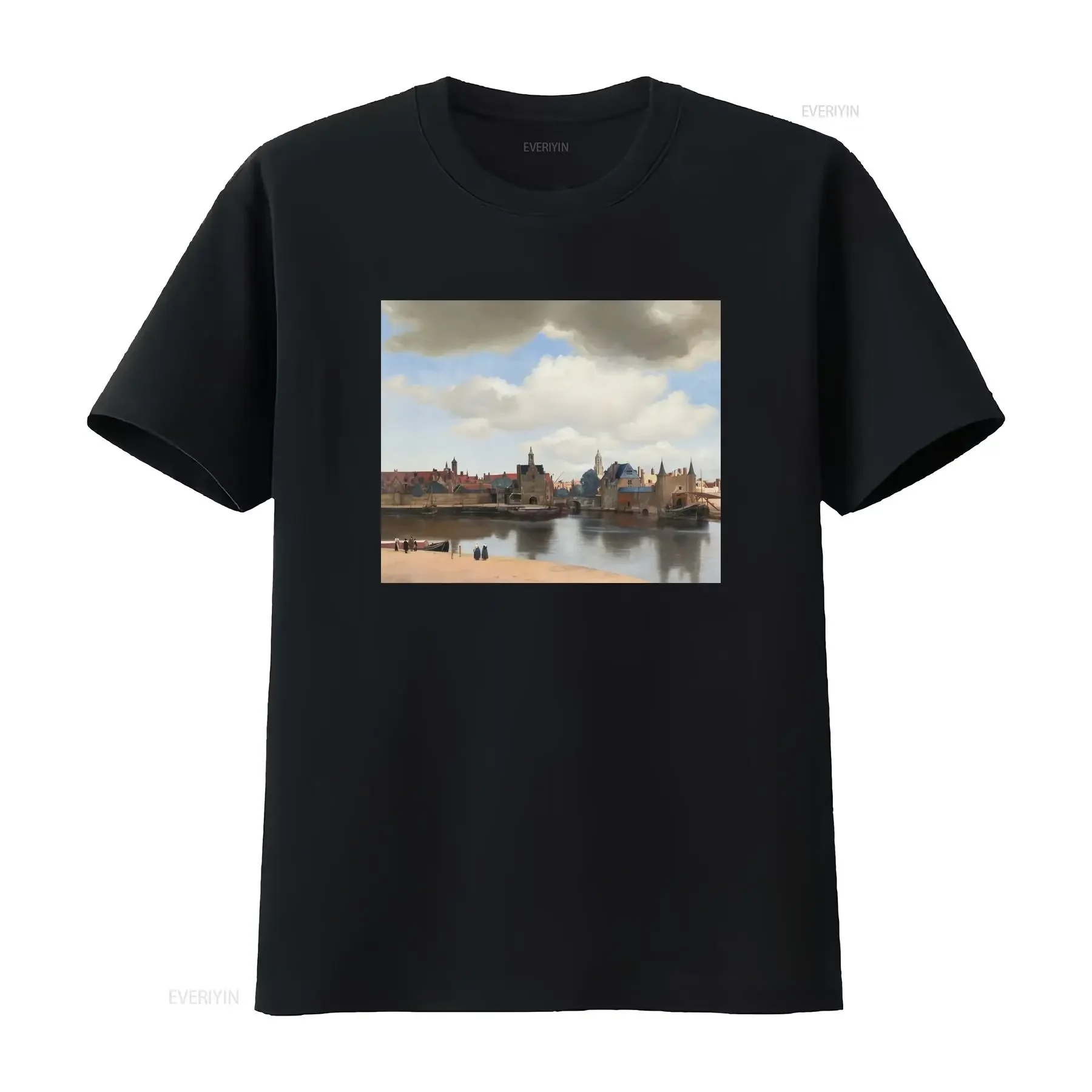 Johannes Vermeer View of Delft T Shirt Scenic Dutch Golden Age Art Unique for Lovers History Enthusiasts vintage Washed