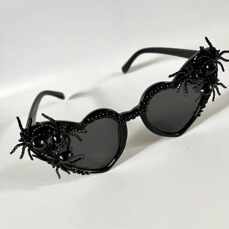 Black Spooky Spider Heart Sunglasses Halloween cosplay Costume Accessories October birthday party decoration Photo props gift