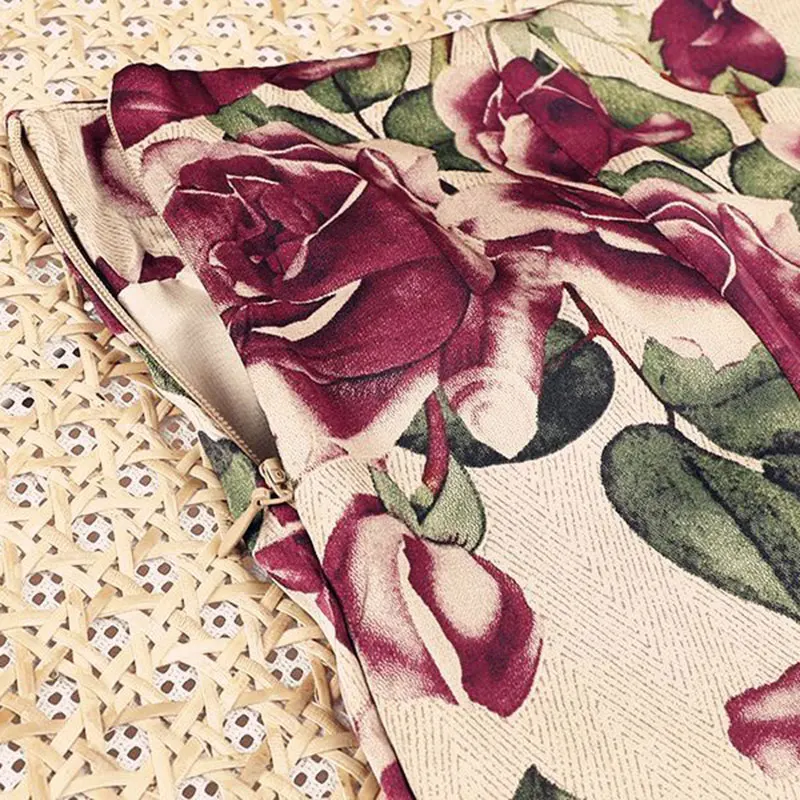 Saia longa de meia-panturrilha com estampa floral feminina, saia A chique, cintura alta, trompete, roxo, rosa, roupas da moda