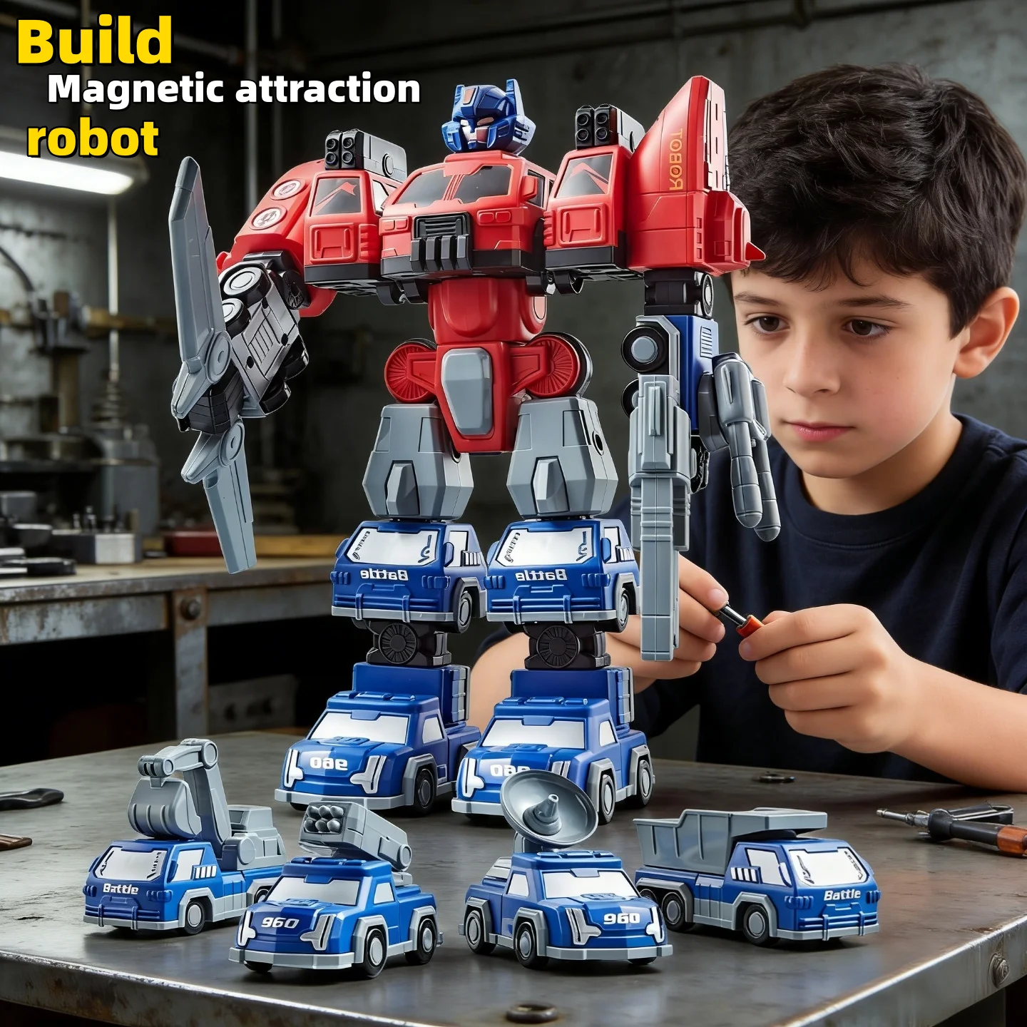 

6-in-1 Magnetic Assembly Robot Toy, Children's Magnetic Building Block Car Toy Set, 25-Piece Set, Is a Perfect Gift for Boys and Girls Aged 3-12, Ideal for Birthdays, Christmas, Children's Day, and Other Holidays