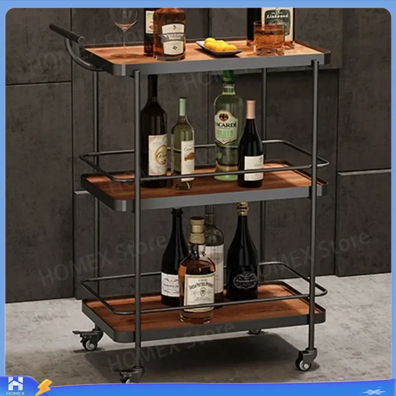 3 Tier Metal Serving Cart Mobile Kitchen Trolley Wrought Iron Cake Wine Rack for Hotel Restaurant Home Storage Shelf