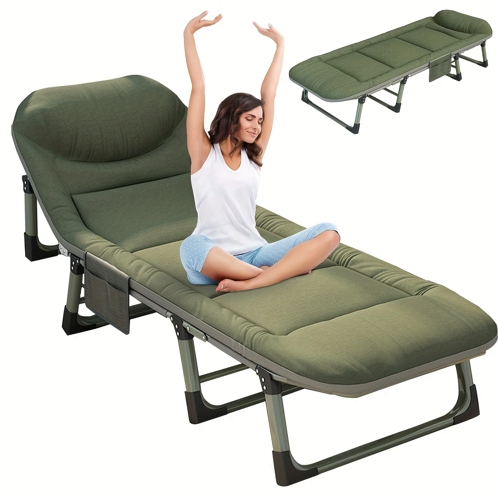 

Шезлонг с 6 регулируемыми положениями для дома, складное кресло-реклайнер для улицы, портативная раскладная кровать-раскладушка для взрослых
