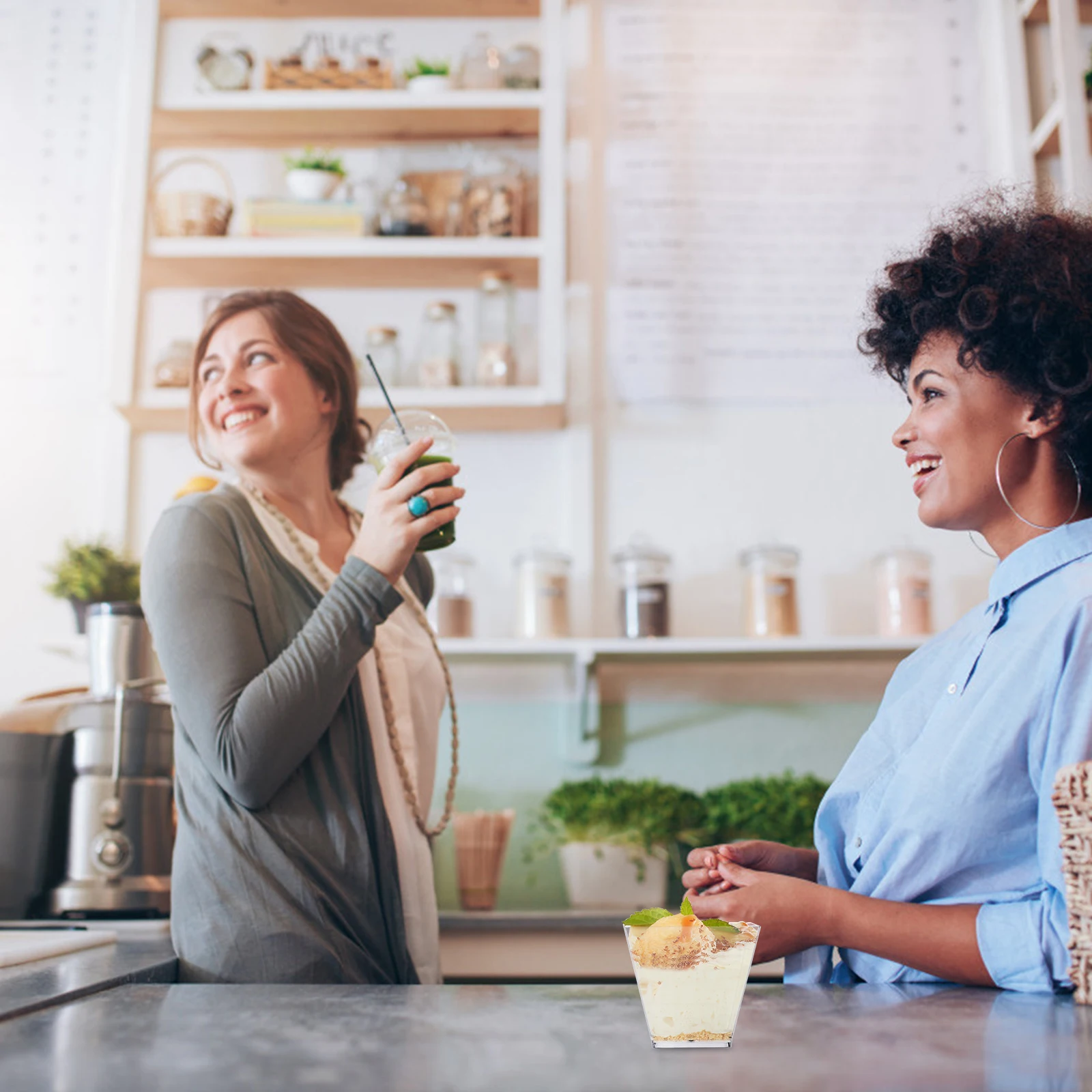 

100Pcs 60ml Dessert Cups Food Grade Plastic for Jelly Yogurt Mousses Salad Dressings Storage