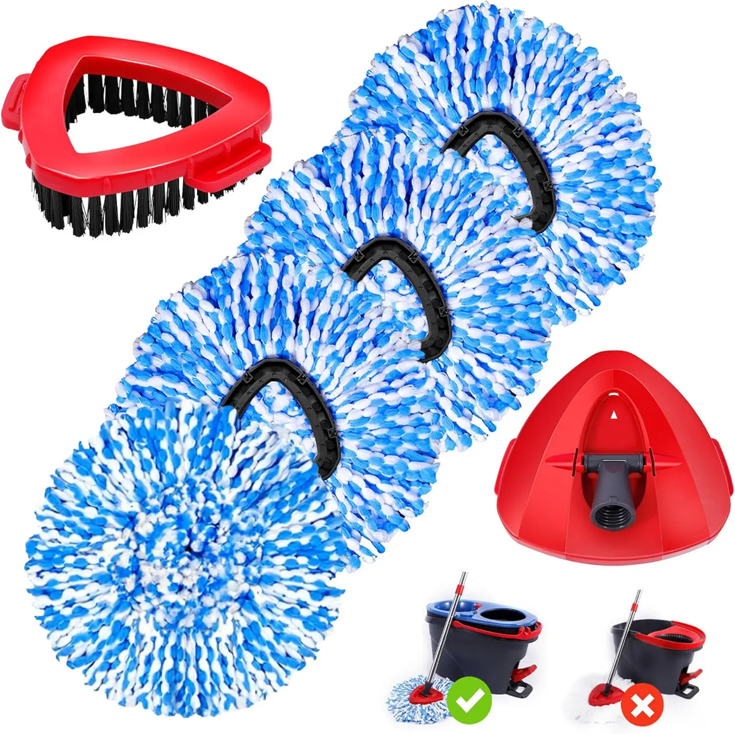 

Набор из 4 сменных насадок для швабры из микрофибры с щеткой для глубокой чистки пола и основанием