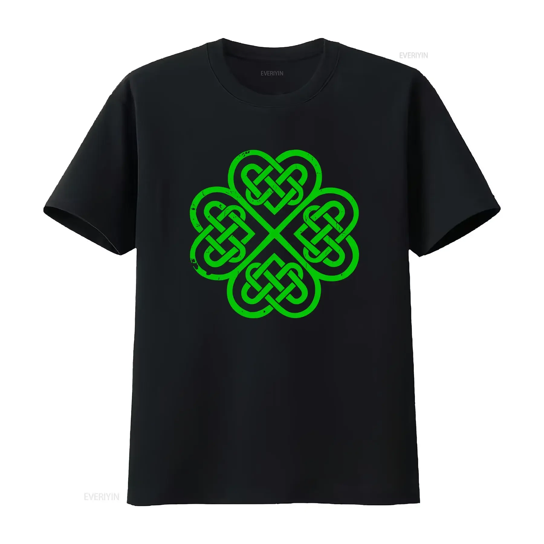 SHAMROCK IRISH KNOT IV T SHIRT Cloverleaf Ireland Celts Runes Rune  vintage Washed Slightly Breathable fashion homme streetwear
