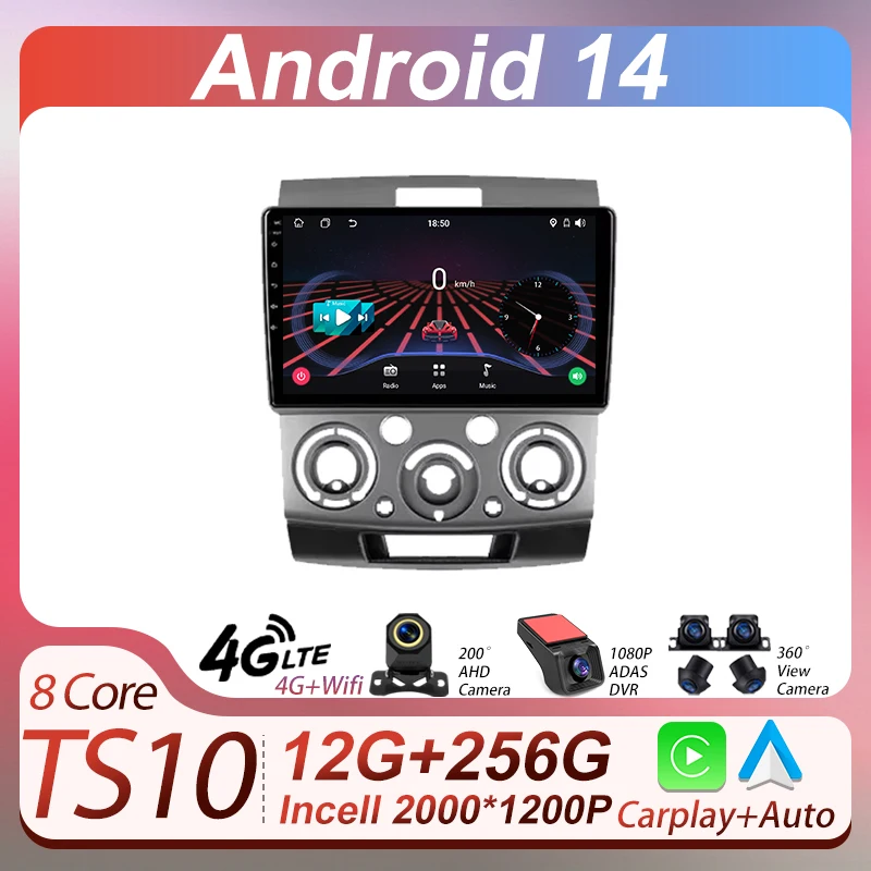 

For Ford Ranger 2 Everest 2 For Mazda BT-50 J97M 2006 - 2011 Car Radio Player Android 14 Mirror Link 8 Core GPS Navigation Wifi