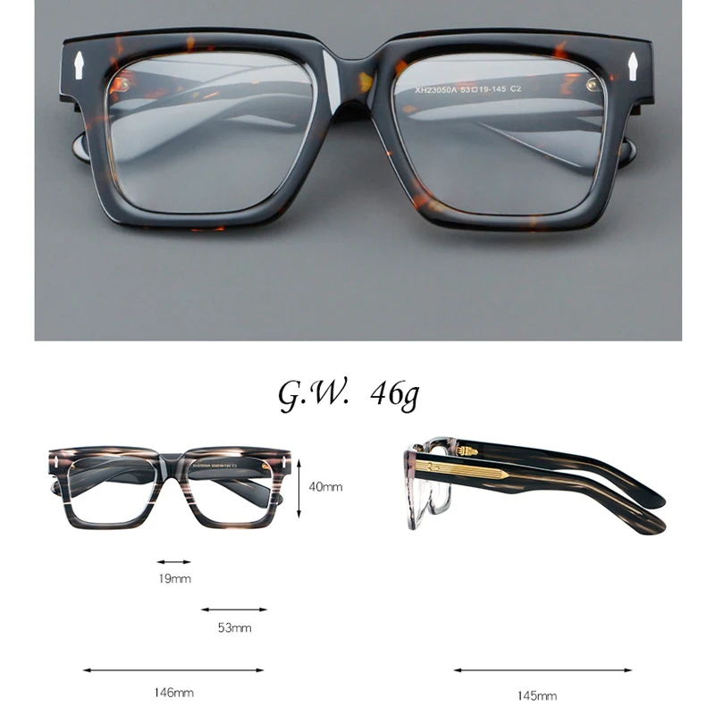 KIZN كبير مربع خمر خلات قصر النظر إطار نظارات الرجال وصفة طبية مكافحة الأزرق تلطيخ النساء النظارات الفاخرة-0.50 إلى