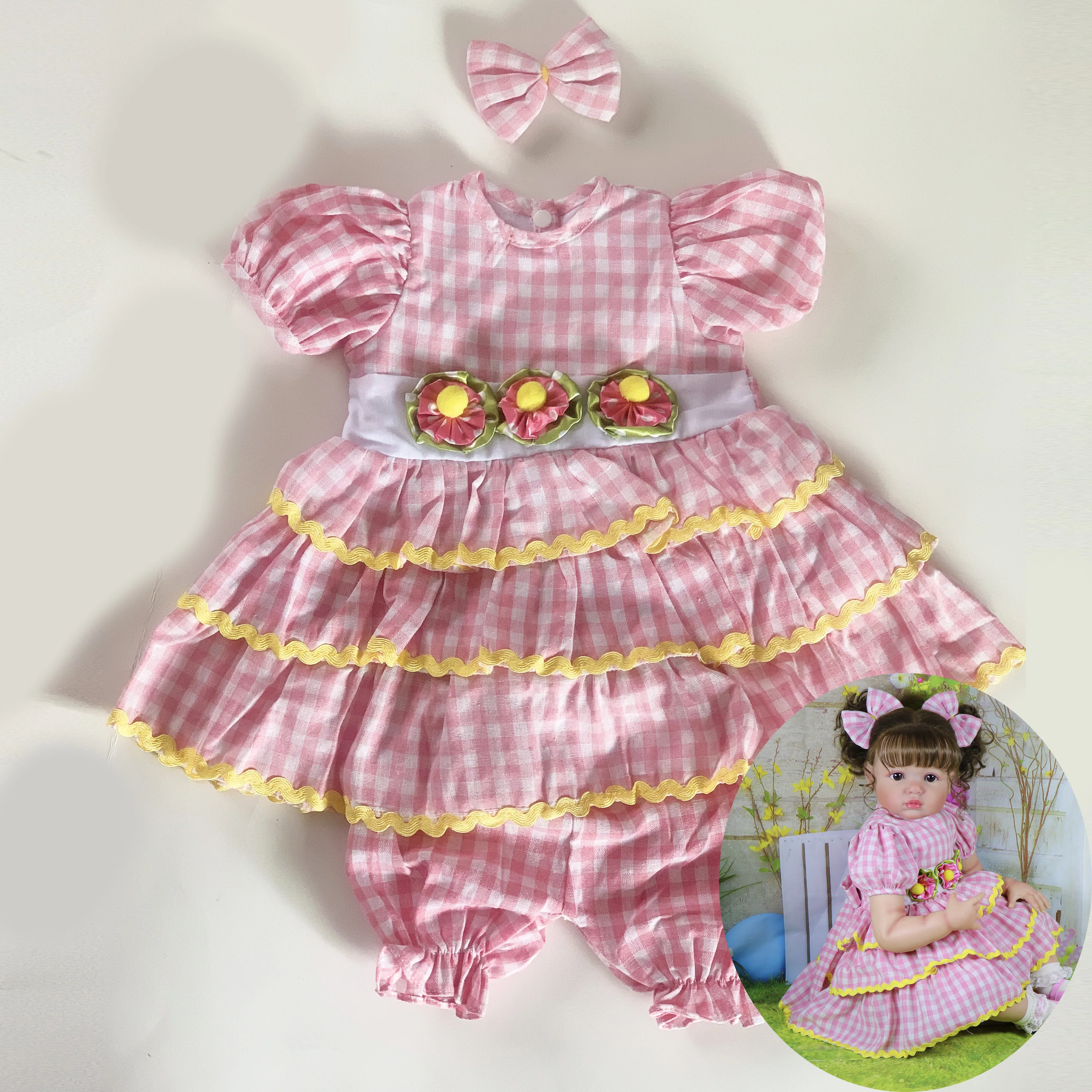 Ubranka dla lalek Reborn YingHuanMei, zestaw ubranek dla lalek o wysokości 25 cali, pasuje na lalki Reborn o wysokości 24-25 cali, dla noworodka dziewczynki.