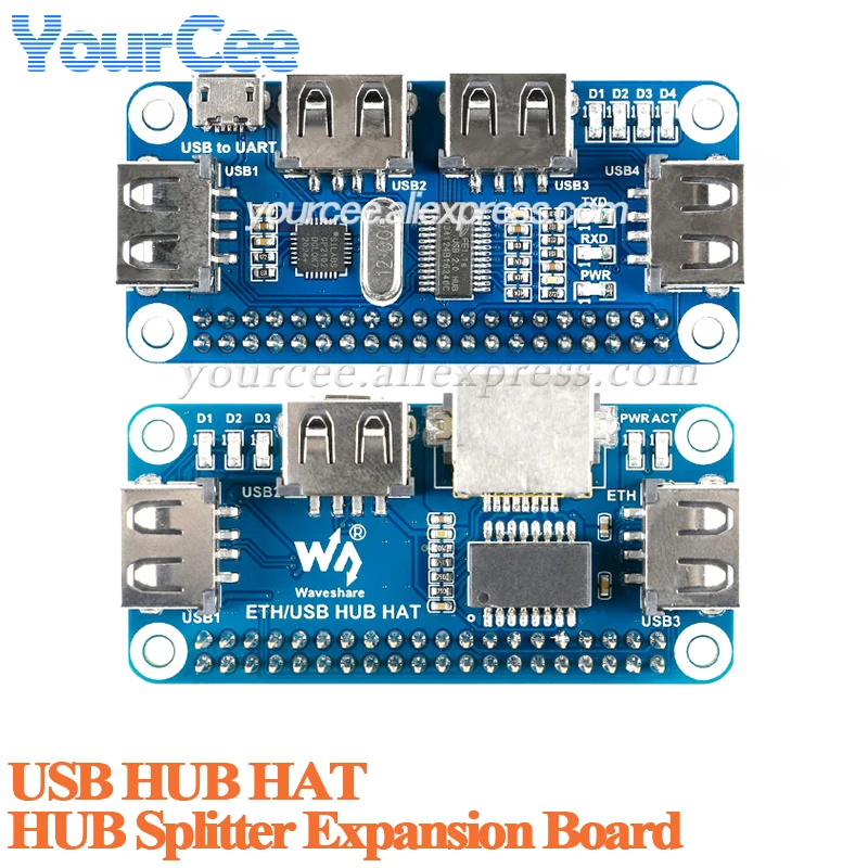 

USB-концентратор HAT к Ethernet RJ45, сетевой порт, USB-концентратор, разветвитель, плата расширения, модуль для Raspberry Pi 4/Zero W