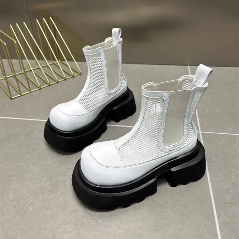 

Summer Women's Shoes Fashion Air Mesh Chelsea Boots for Woman Exquisite Platform Ankle Boots Luxury Designer Shoes Botas Mujer