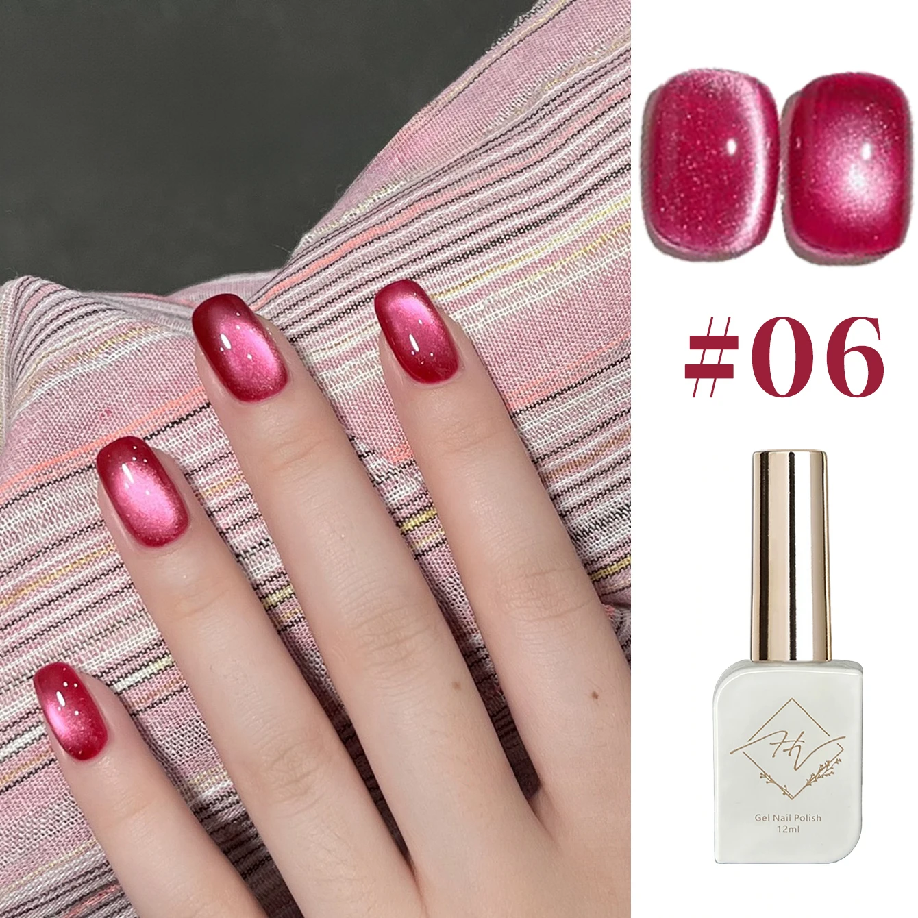 ZH 12ML Hot Girls Dragon Fruit Cat Eye Glue White Gel Nail Polish in Summer 2026 New Fashion Color Nail Art