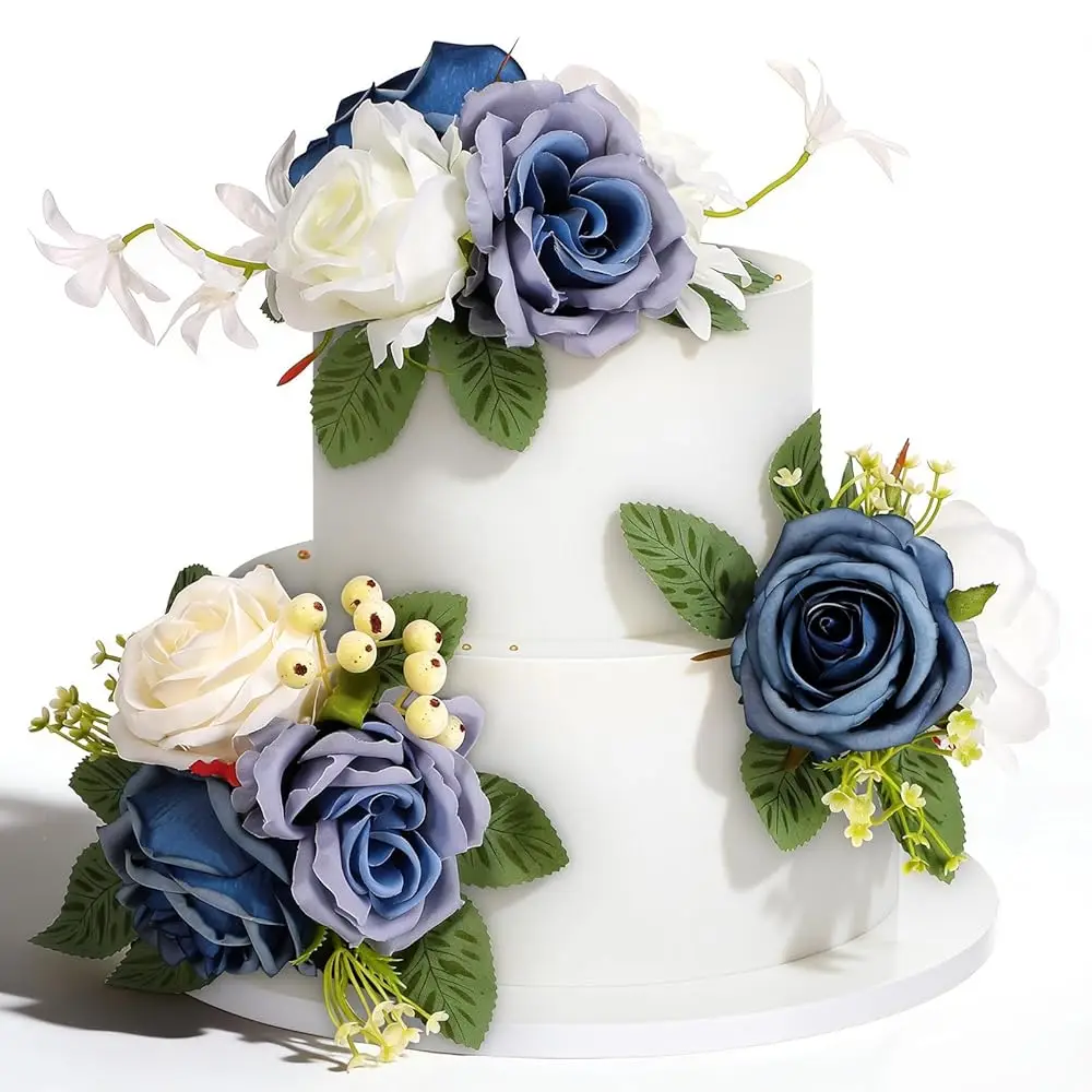 

Цветочные украшения для свадебного торта, 3 штуки, готовые цветочные декорации для торта, искусственные розы для свадебного торта
