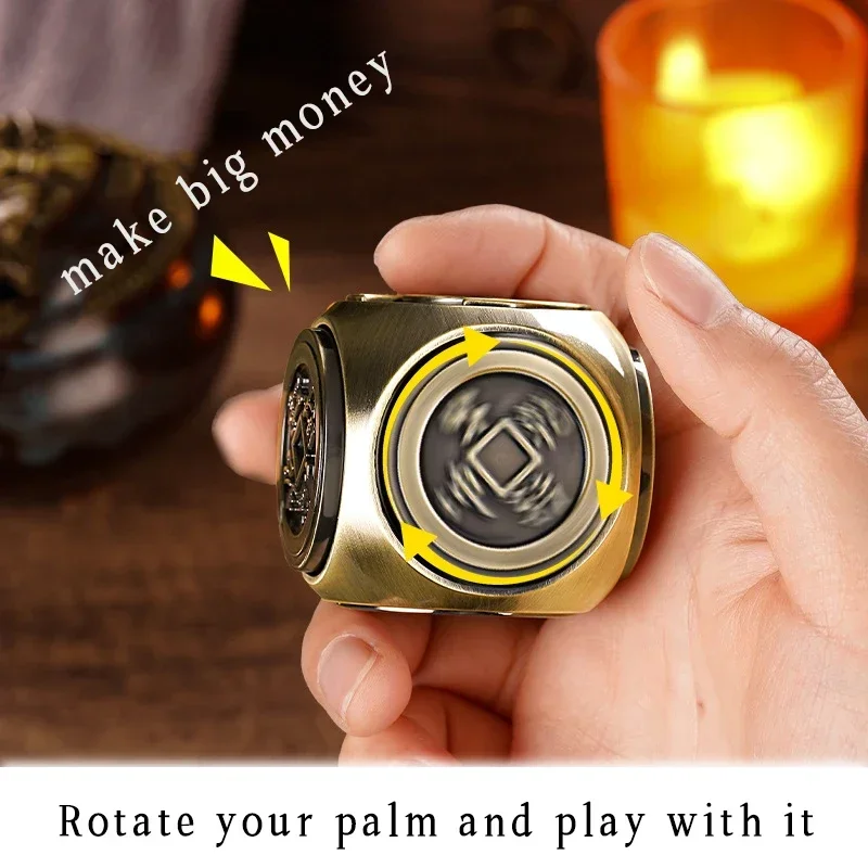 New Metal Four Sided Rotating Gyroscope Decompression Dice Lighter Windproof Spray Red Flame Inflatable Lighter Men\'s Gift