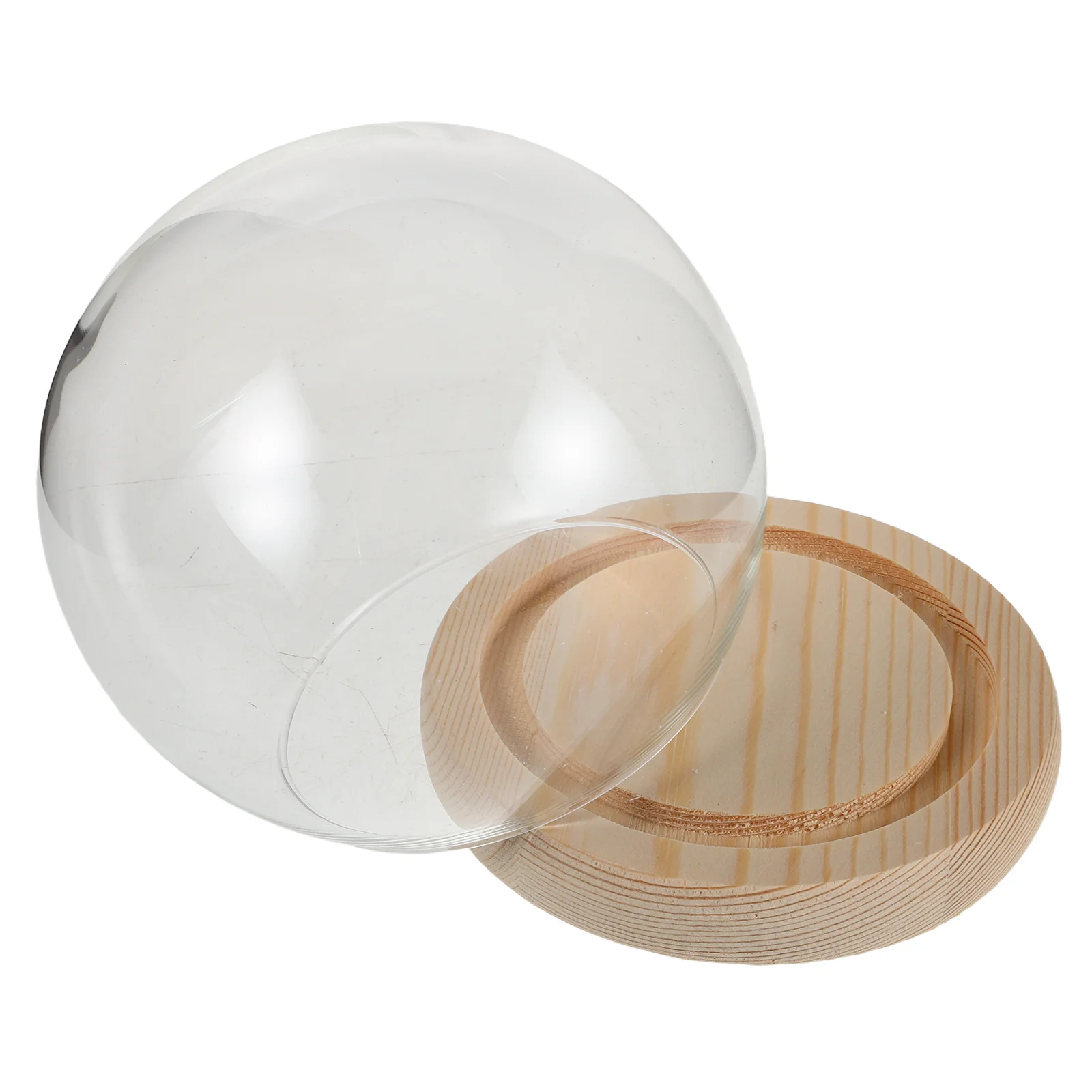 

1 set 1 Set Round Glass Dome Cover Transparent For Eternal Flowers Mini Clay Figures Desktop Ornament Display Case Dust-Proof