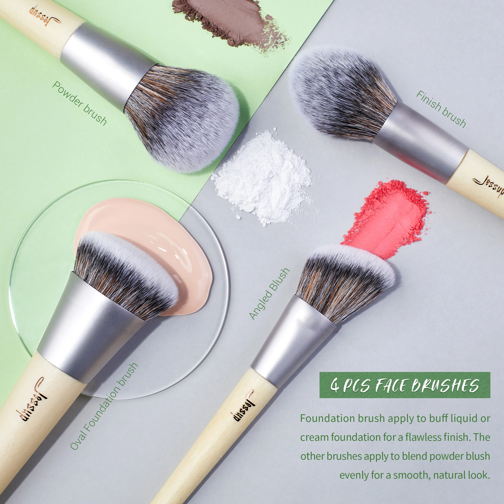 Jessup Makeup Brushes Set Eco-Friendly Premium Synthetic Foundation Powder Angled Concealer Blending Eyeshadow Duo Eyebrow T327