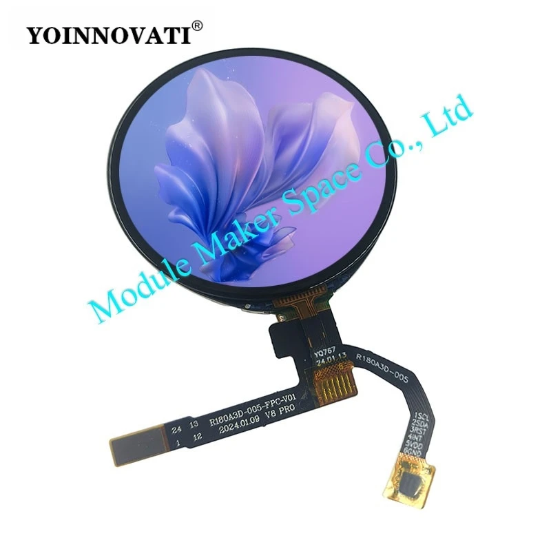 1.8-inch TFT 360x360 Round IPS Capacitive Touch Display Module Curved Cover, QSPI Interface ST77916 Driver IC LCD Display Module