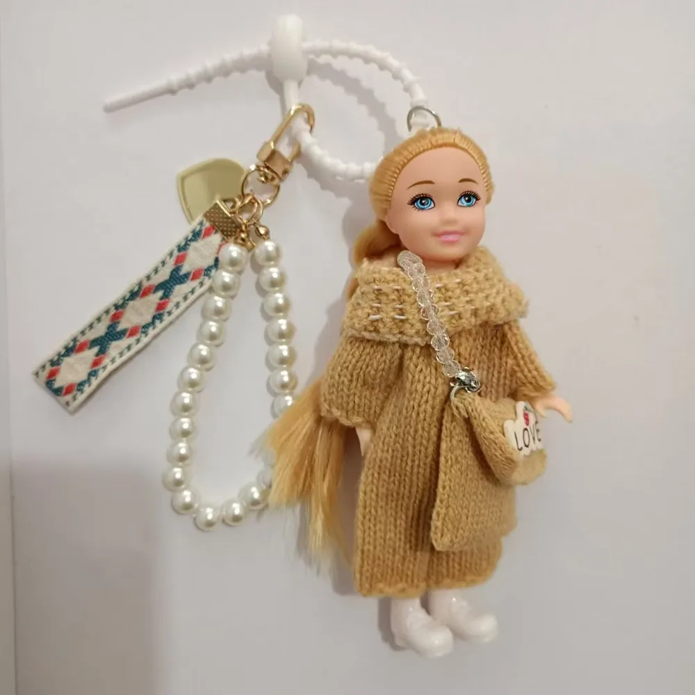 New Cute Doll Pendant Hanging Backpack Ornament DIY Change Clothe and Hair Bag Charm Car Key Ring Bag Decoration for Barbie Doll