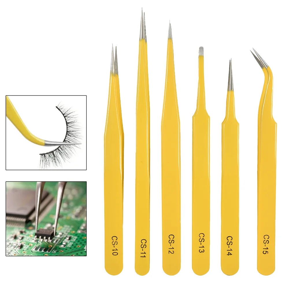 Set di pinzette antistatiche in acciaio inossidabile 1PC per strumento di riparazione del telefono elettronico pinzette per sopracciglia/ciglia