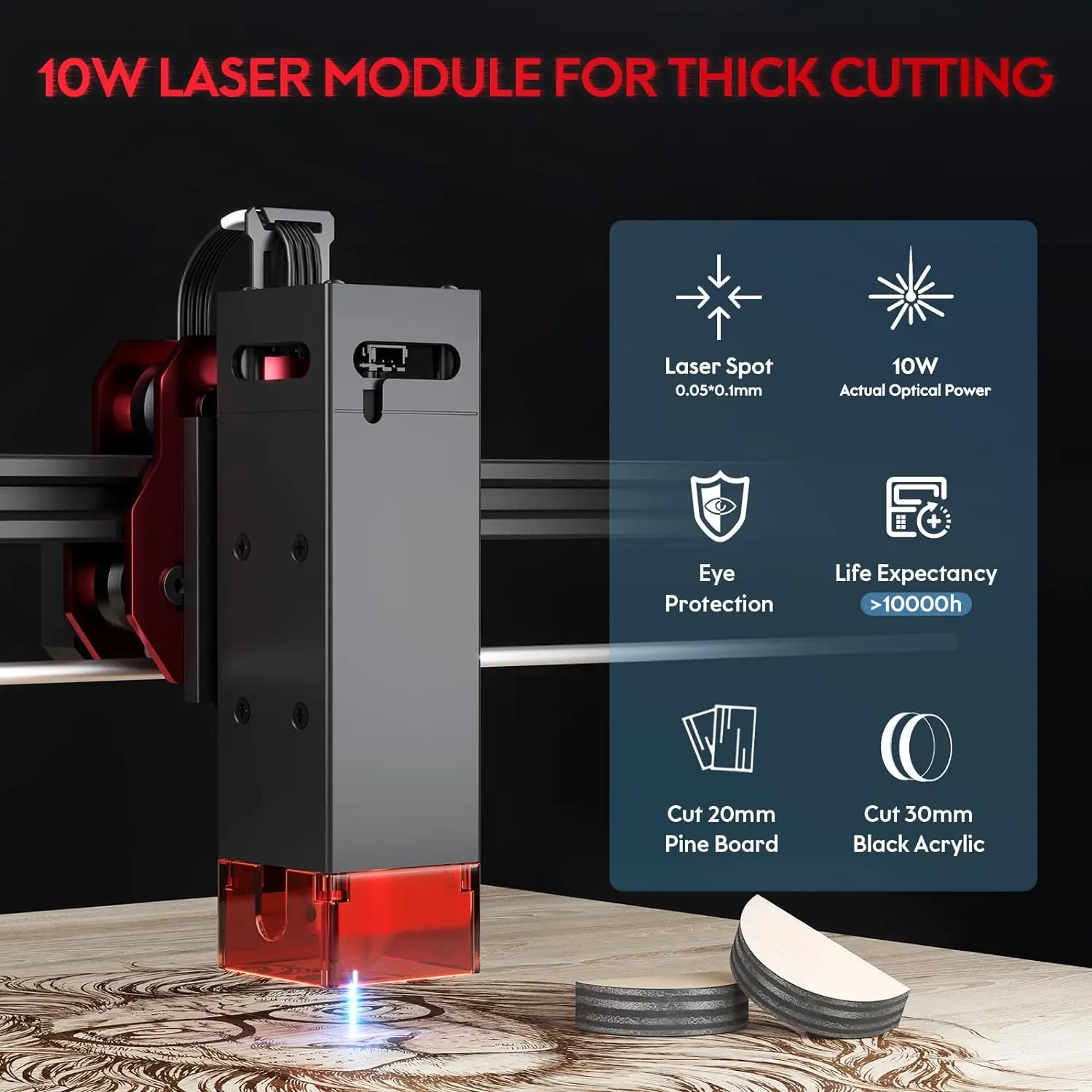 Algolaser DIY Kit 10W Mini Laser Engraving Cutting Machine with Rotary Legs Air Pump Wifi Offline Control CNC Woodworking Tools