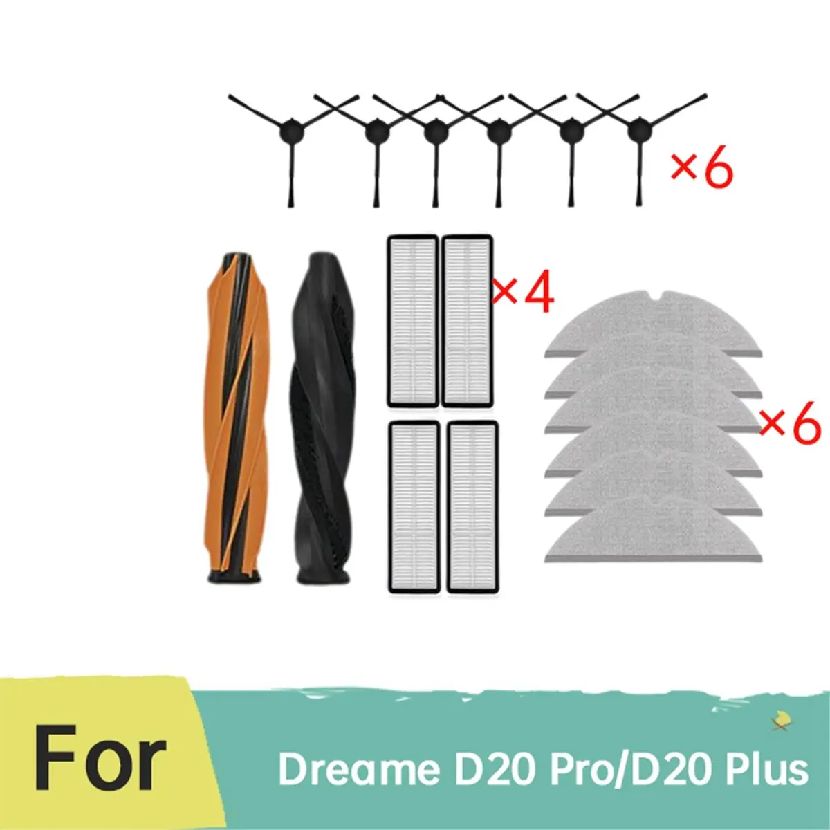 RECOMENDAR】Replacement Accessories Kit for D20 Pro/D20 Plus Robot Vacuum Accessories Main Side Brushes Filter Mop Cloth