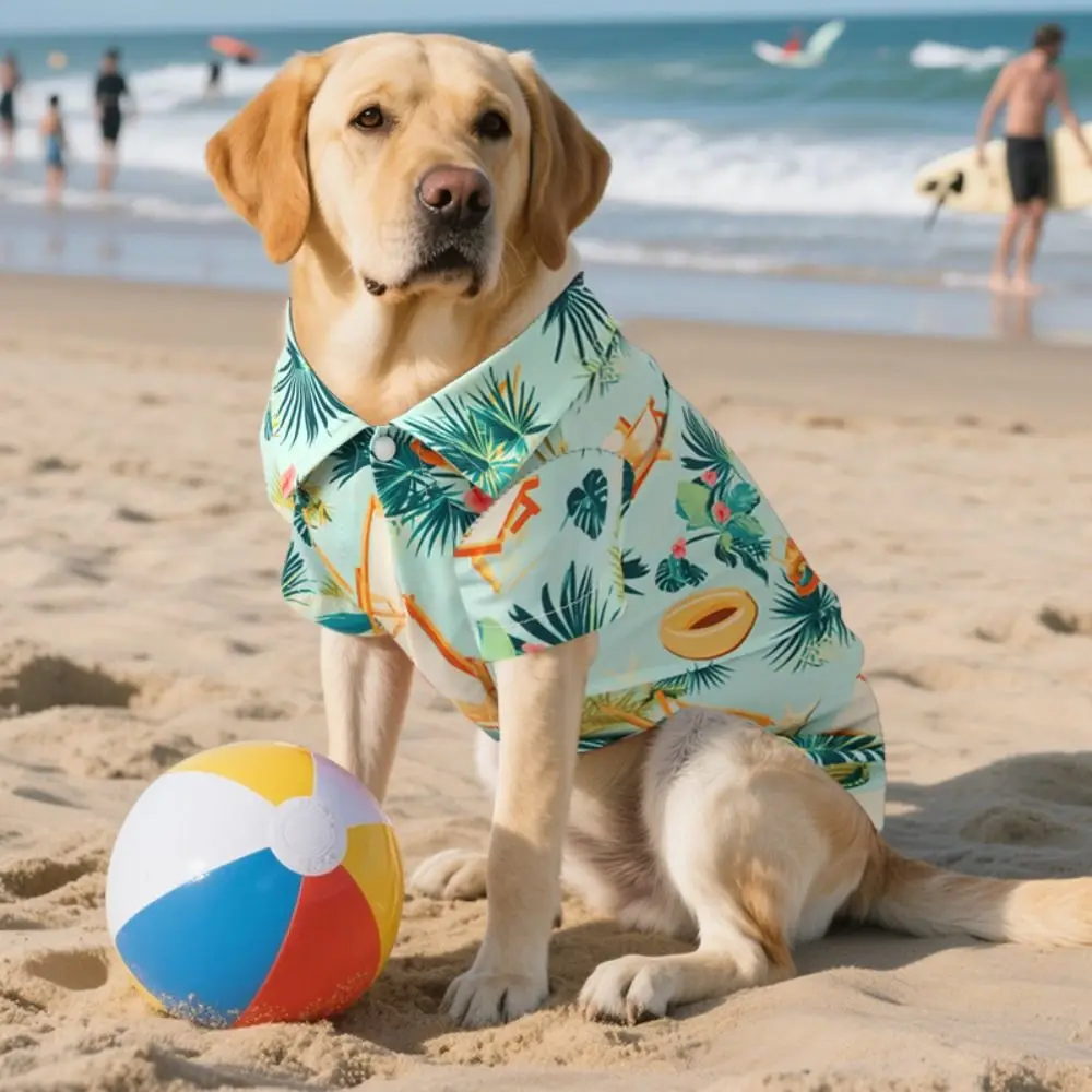 Soft Pet Summer T-Shirt Comfortable Breathable Dog Short Sleeve Lightweight Cool Dog Hawaiian Style Clothes for Large Breed Dogs