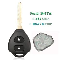 jingyuqin 2 przyciski do Toyoty Prius Hilux Etios Vios Yaris Innova Sw4 Camry Fob 433Mhz ID67/ G Chip B41TA Smart Remote Car Key