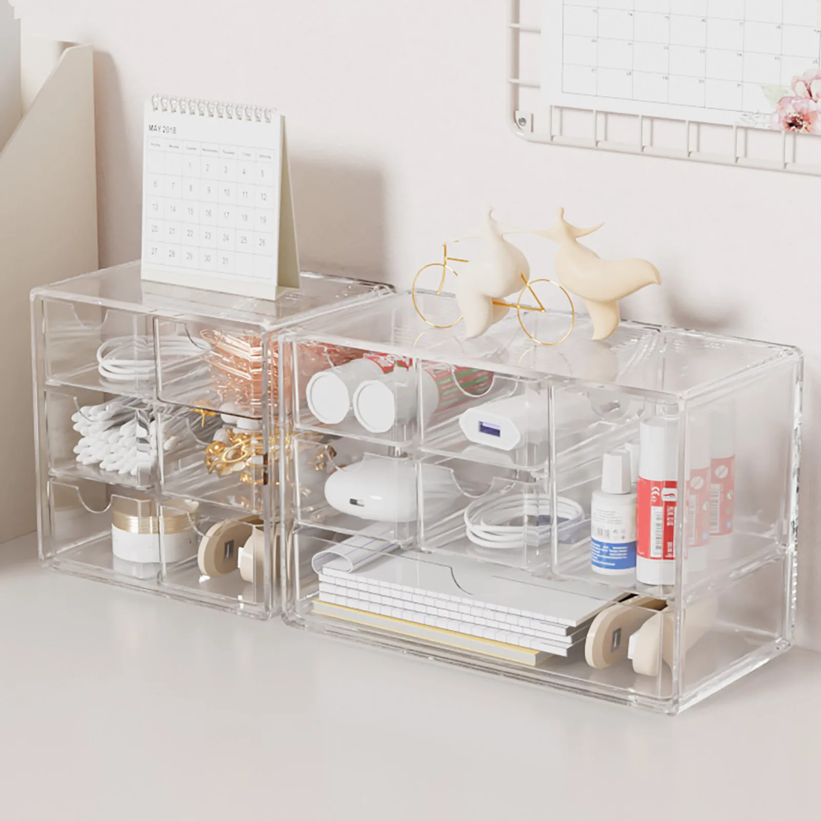 Storage Box 3 Tiers 6 Compartments Jewelry Cosmetic Classification Storage Pull-out Drawers Bedroom Desktop Organizer 저장 주최자