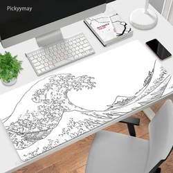 Large Mousepad Japan Great Wave Mousepads Keyboard Mat Deskpad Pc HD Desk Mats Company Mouse Pad Minimalist White Mouse Mat