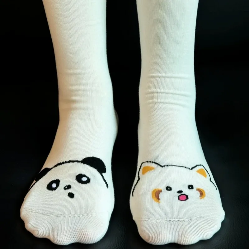 1-4 أزواج Kawaii جوارب بصور حيوانات للنساء الفتيات مضحك الكلب القط بعقب الكرتون لينة تنفس طاقم الجوارب منتصف أنبوب النوم الطابق Sockings #4