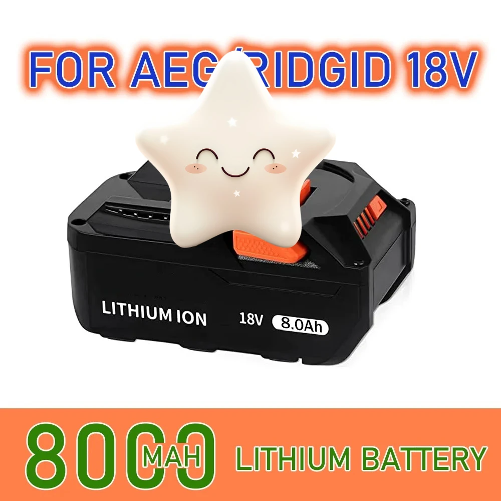

18V Lithium Ion Battery 8.0AH For RIDGID AEG R840087 R840085 L1815R L1850R L1830R R840083 Cordless Power Tool Series