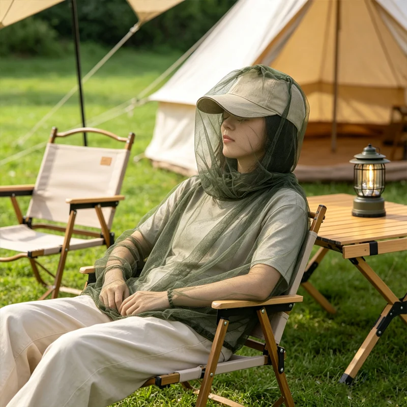Mosquito Head Net Breathable Bug Mesh Face Protector Fits Most Caps Anti Insect Net for Fishing Camping Hiking Gardening Outdoor