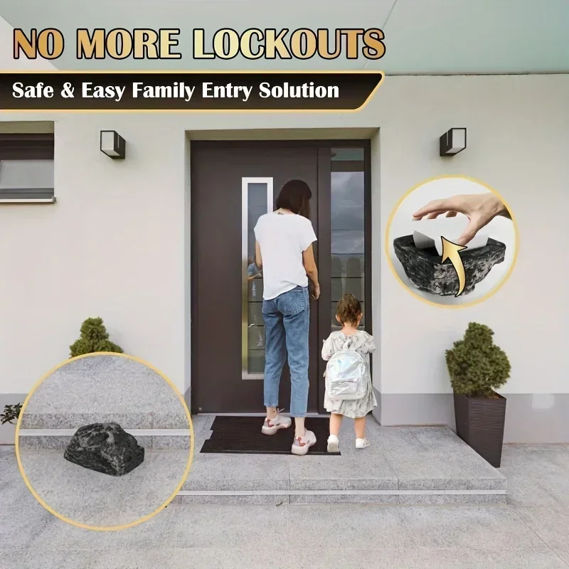 New Creative Outdoor Garden Key Safe Resin Simulation Stone Key Hider Safe Storage Key Box Home Decoration