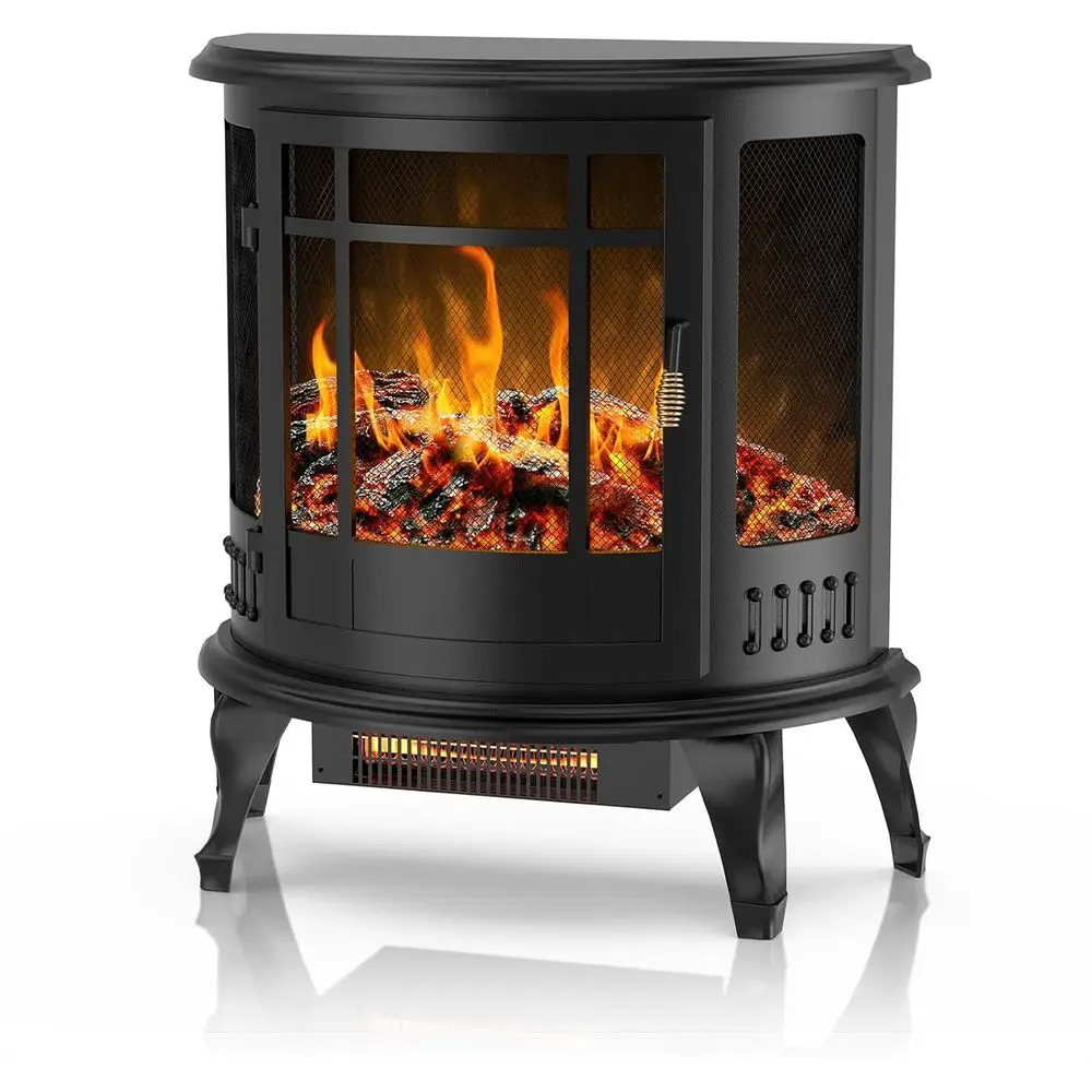 

25 Portable Indoor Electric Fireplace Stove, 3D Flames, 1500W/1000W, Quiet Heater, Thermostat, Overheat Protection, Black