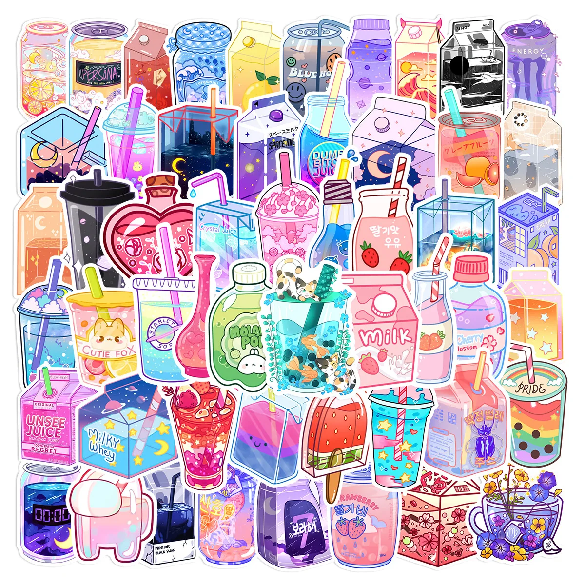 10/25/50pcs Ins Style Cute Drink Cup Graffiti Stickers for DIY Scrapbook Travel Luggage Water Bottle Guitar Laptop Pad phone