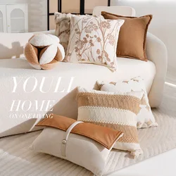30X50/45X45CM French Brown Throw Pillow Cover Light Luxury Stamping Waist Cushion Cover Decor Home Decorative Pillowcase