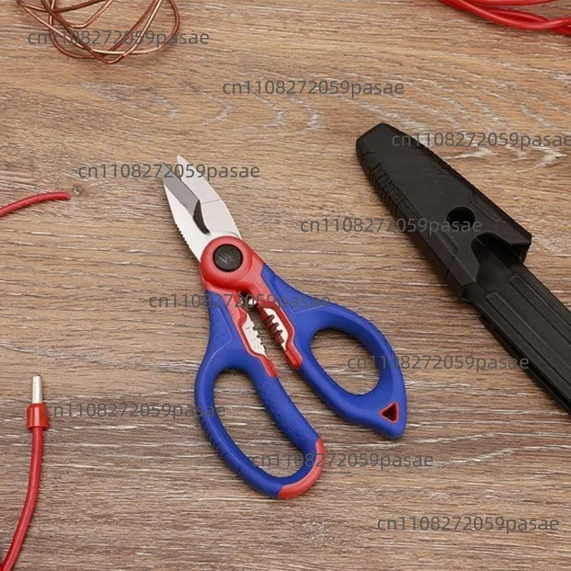 Two Color Electrician Scissors Wire Stripper Multi Function Manual Stainless Steel Mini Tool 165mm Length